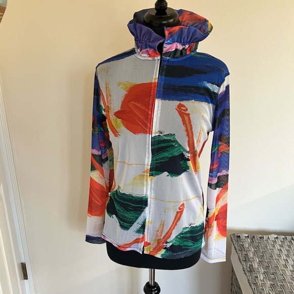 Simply Art Delcezza pattered zipper blouse, Size S - Picture 3 of 9